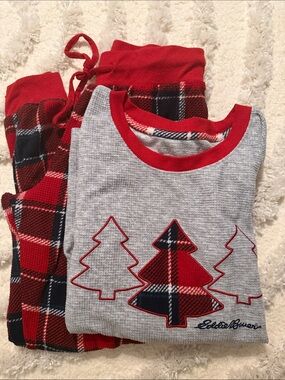 Eddie Bauer Red Plaid Christmas Tree Pajama Set